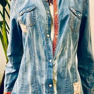 Denim Button-Up top by the fine and expensiveTasha Polizzi Collection.